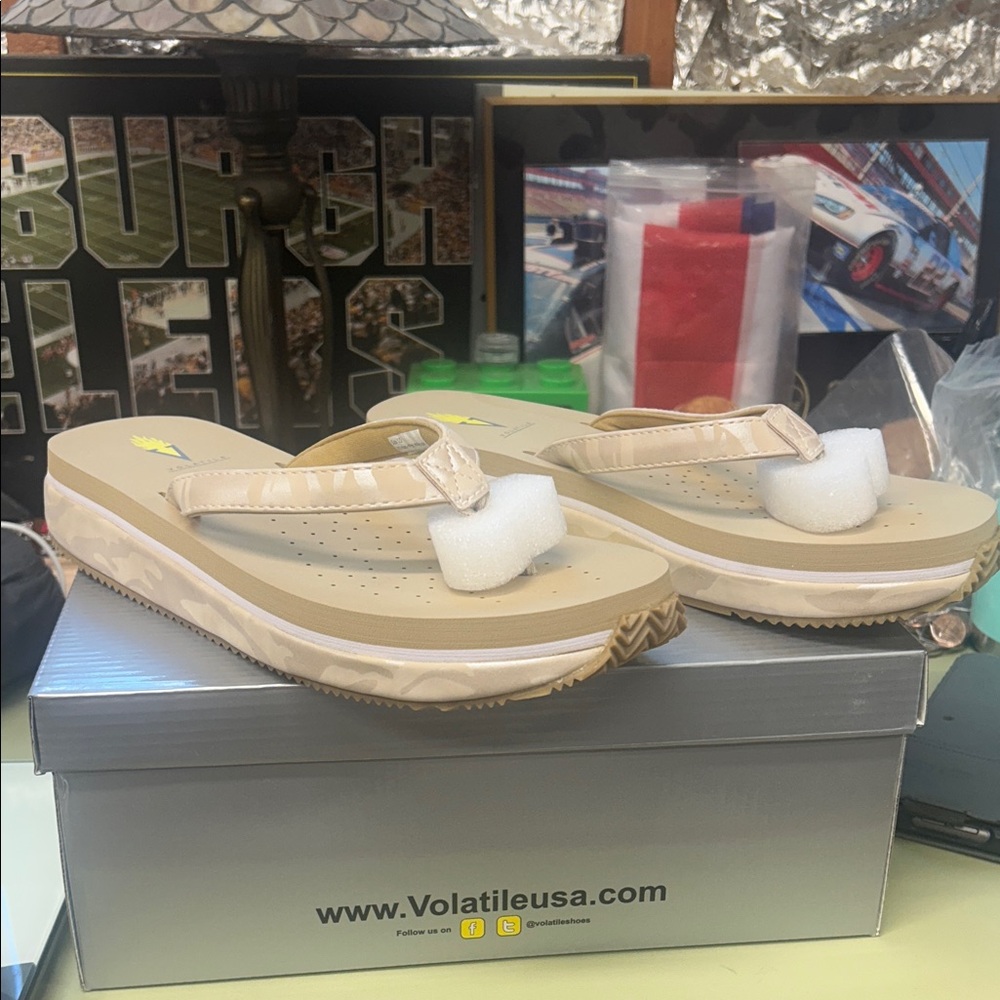 Volatile Cream and Tan Platform Sandals